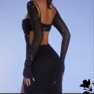 Oh Polly embellished black dress.